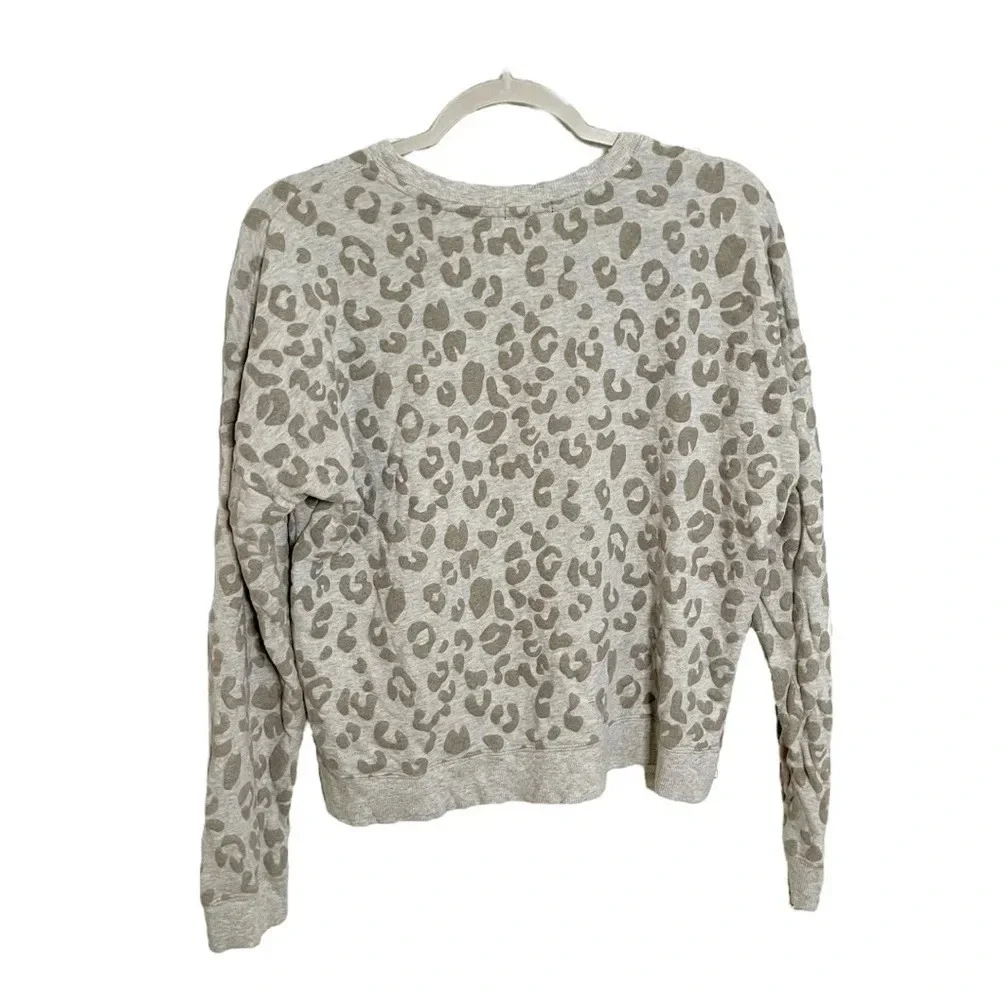 Rails Marlo Sweatshirt Leopard Print Flocked Pullover Gray Size Medium